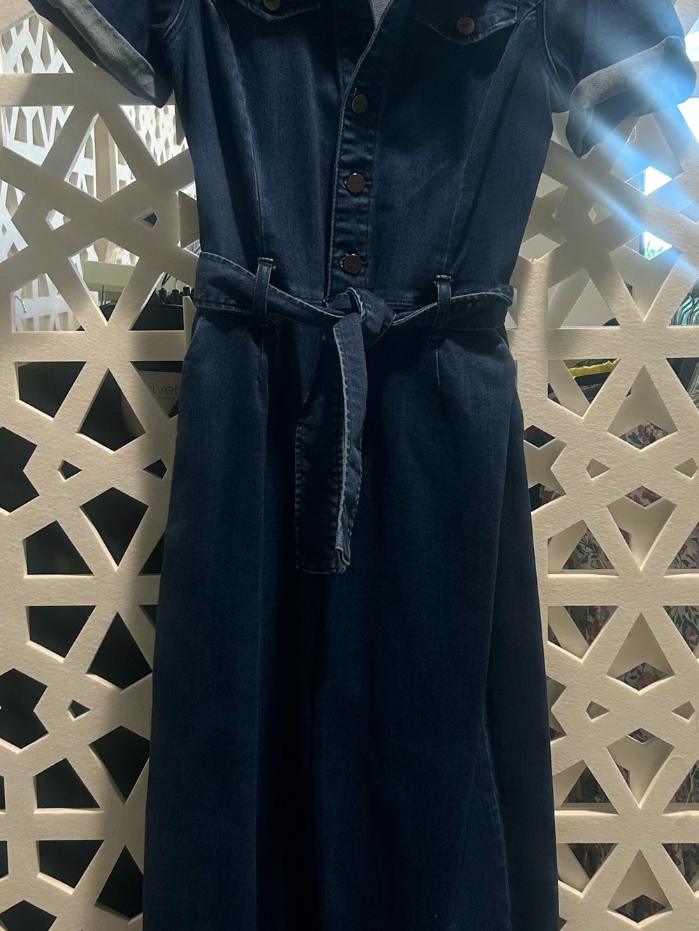 PAIGE Dark Blue Denim Jumpsuit with Belt